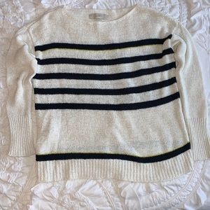 Ann Taylor Loft Black White & Neon Yellow Stripe Knit Sweater - XS